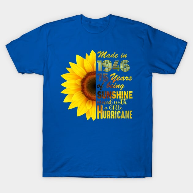 Vintage 1946 Sunflower 75th Birthday Awesome Gift T-Shirt by Salt88